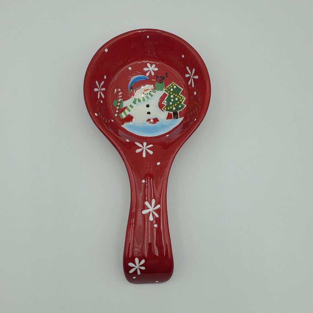 Studio Nova Festive Frosty Spoon Rest KT700 Holiday Red White Spoon Holder